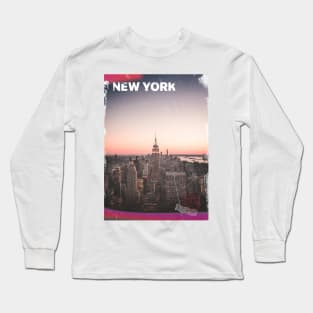 Vintage New York Skyline Poster | Places of the World Long Sleeve T-Shirt